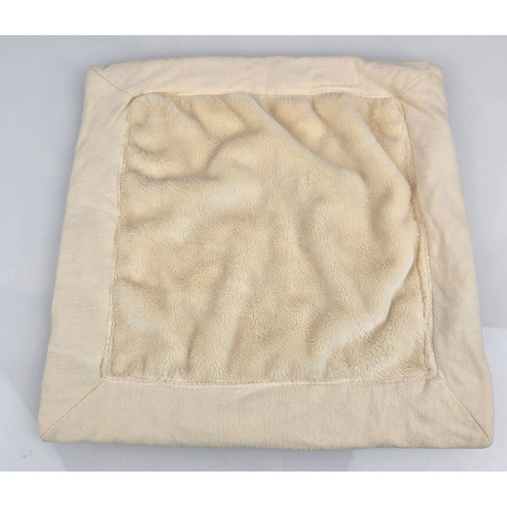 Old Navy Baby Security Blanket Cream Faux Fur Plush Lovey Square Vintage Y2K 14"